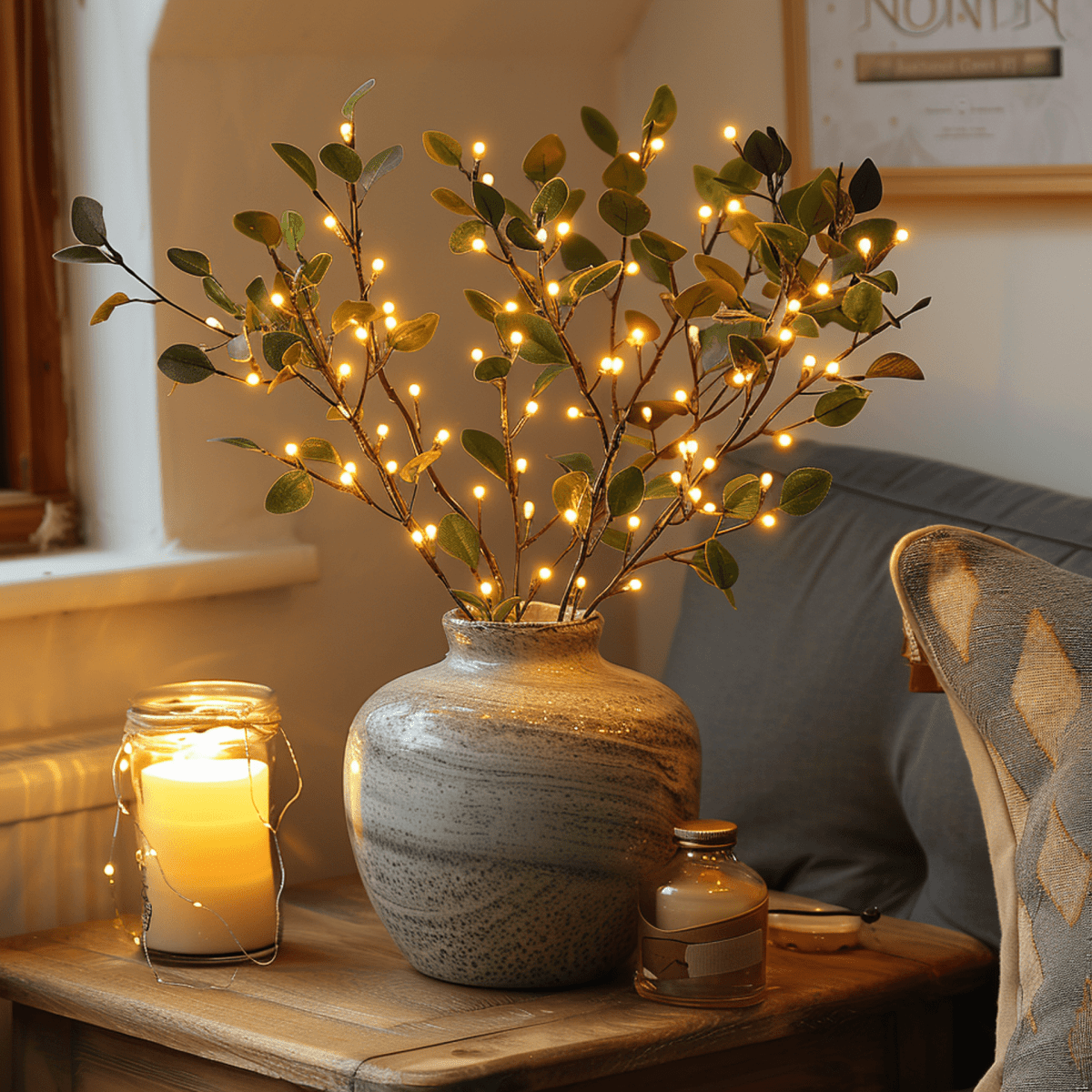 Olivenzweig LED Dekoration - 70 cm Warmweiß mit 120 LEDs für Gemütliche Atmosphäre 4
