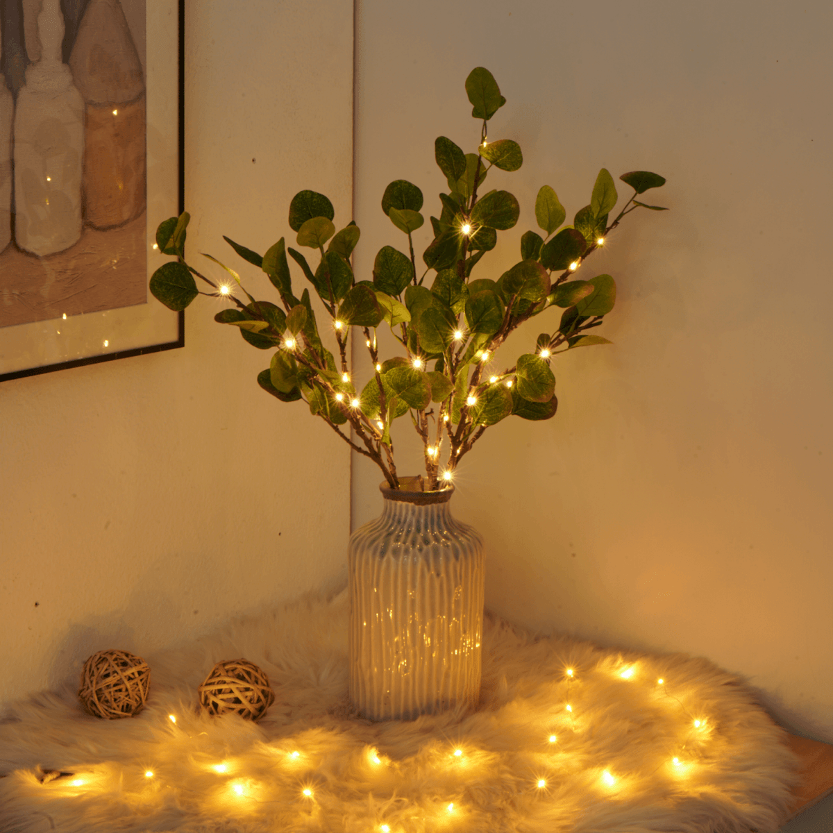 Olivenzweig LED Dekoration - 70 cm Warmweiß mit 120 LEDs für Gemütliche Atmosphäre 7
