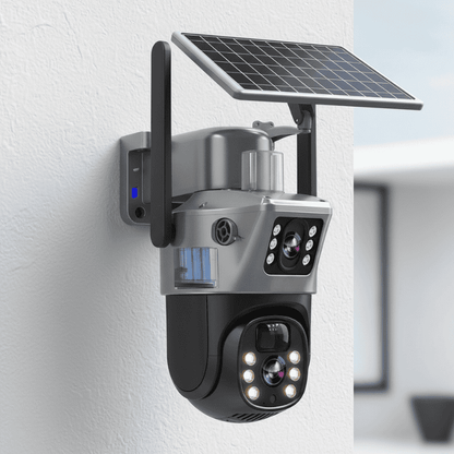 DUALGUARD CAM – Wireless 4K Security Camera with Solar Panel & 360° Panoramic View