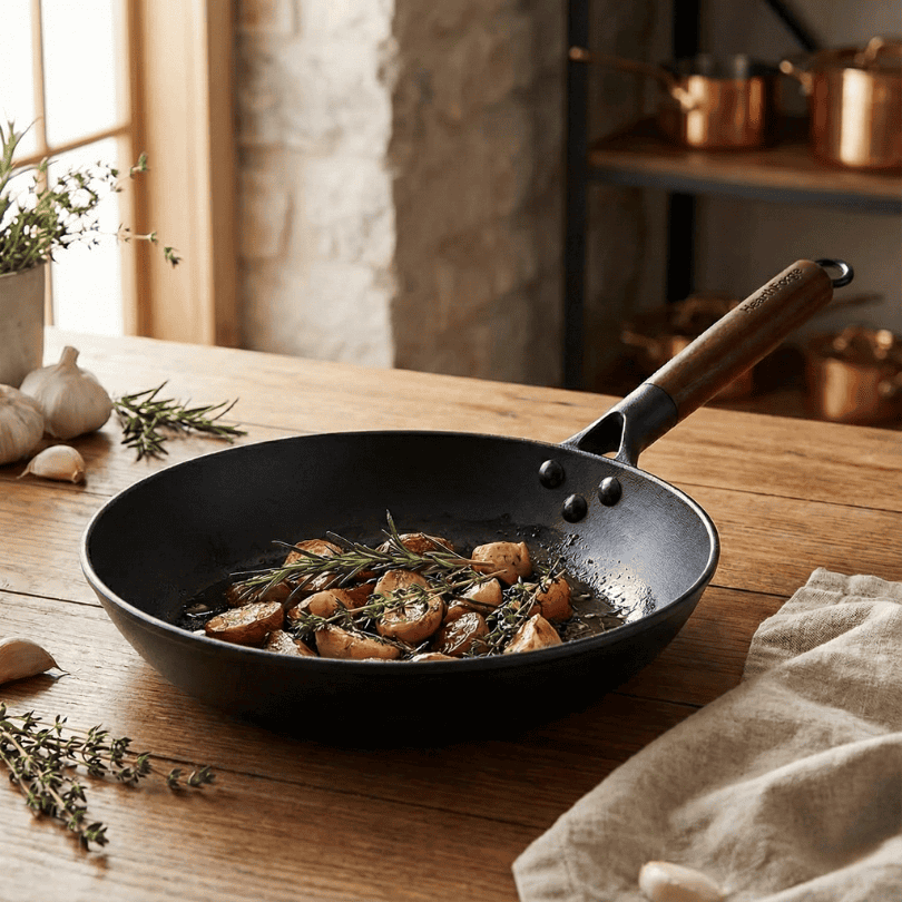 HearthForge Poêle en fonte | Poêle antiadhésive robuste | Répartition uniforme de la chaleur | Batterie de cuisine saine et durable