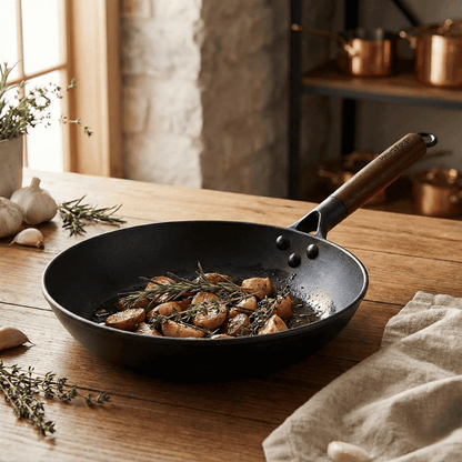 HearthForge Poêle en fonte | Poêle antiadhésive robuste | Répartition uniforme de la chaleur | Batterie de cuisine saine et durable