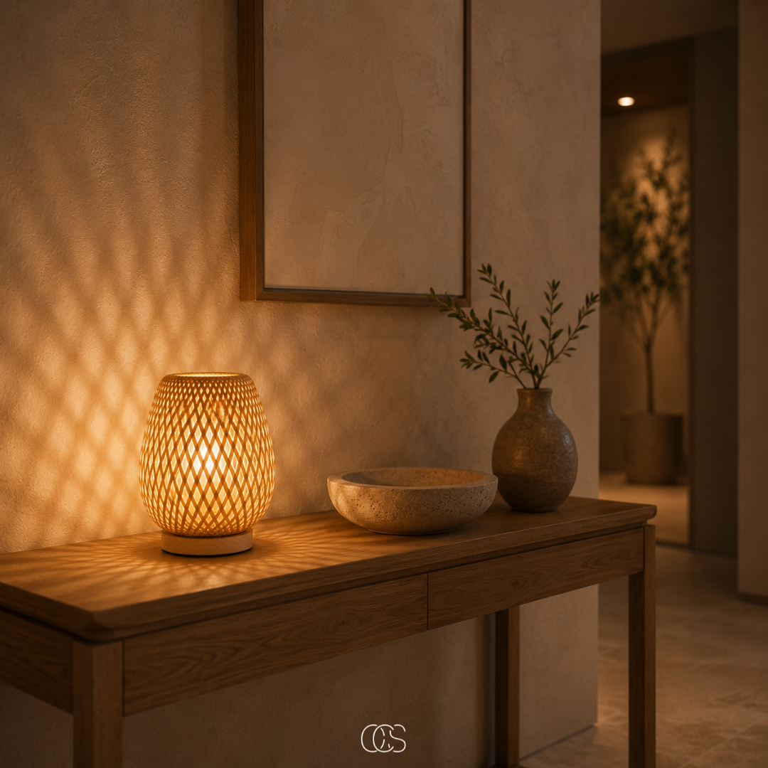 BAMORA – Scandinavian bamboo table lamp with dimmable LED light
