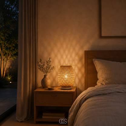 BAMORA – Scandinavian bamboo table lamp with dimmable LED light