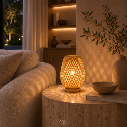 BAMORA – Scandinavian bamboo table lamp with dimmable LED light