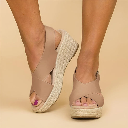 Sandalique – Sandales compensées orthopédiques pour femmes avec brides croisées pour confort et style