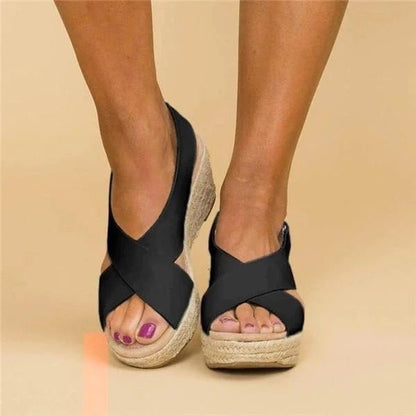 Sandalique – Sandales compensées orthopédiques pour femmes avec brides croisées pour confort et style