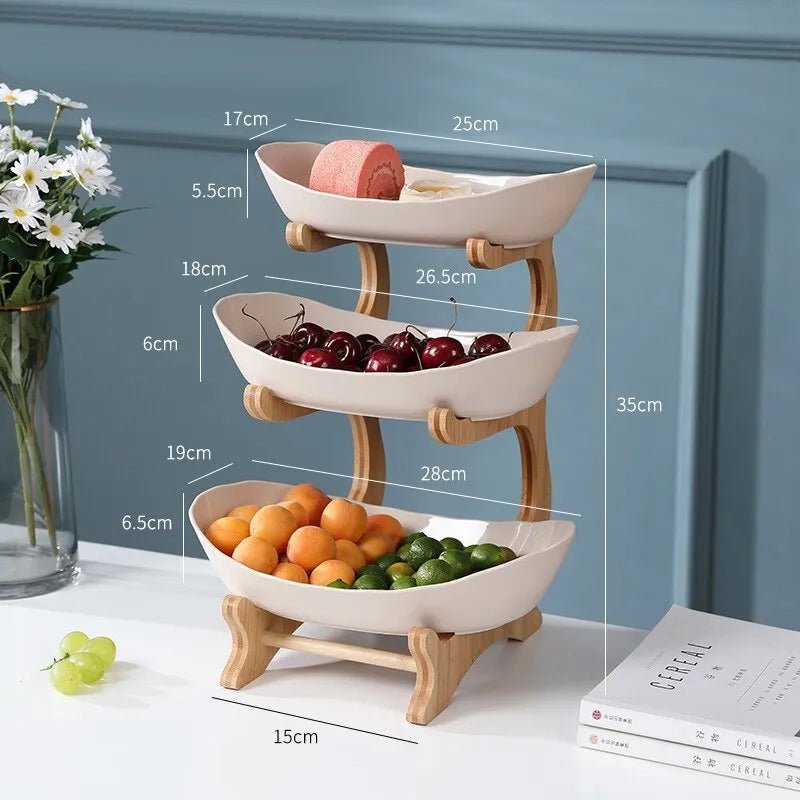 Ovaluxe Etagere for Fruit | Elegant 2-tier and 3-tier Kitchen Organizer for Fruit and Snacks