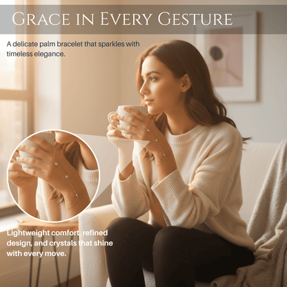 PALMGRACE – Verstellbares Fingerring-Palmenarmband mit funkelnden Kristallen 2