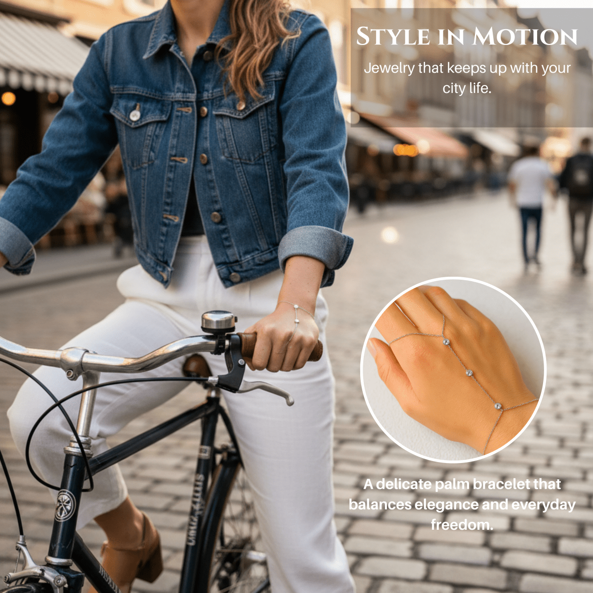 PALMGRACE – Verstellbares Fingerring-Palmenarmband mit funkelnden Kristallen 3