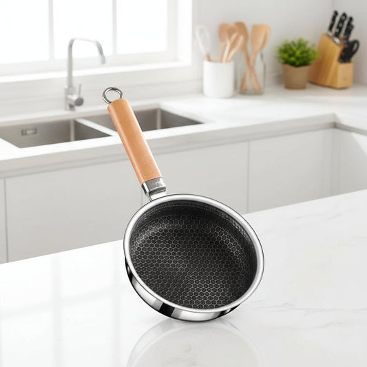 PANCRAFT – Antihaftbeschichtete Edelstahlpfanne mit griffigem Griff 0