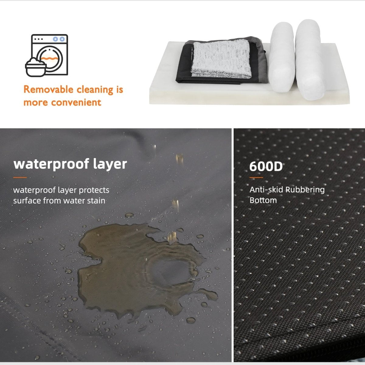 PAWMORY – L-förmiges Hundesofa aus Memory-Schaum – Wasserdichter Bezug & rutschfeste Unterseite 6