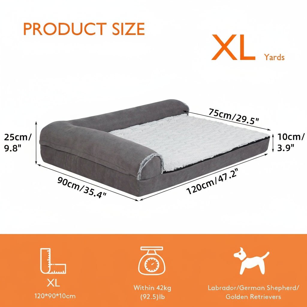 PAWMORY – L-förmiges Hundesofa aus Memory-Schaum – Wasserdichter Bezug & rutschfeste Unterseite 7