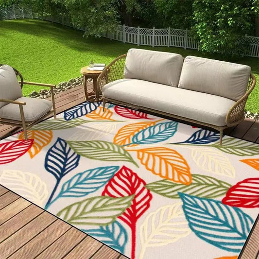 PETALVIBE – Eleganter floraler Outdoor-Teppich, rutschfester Mehrzweckteppich für Haus und Garten 0