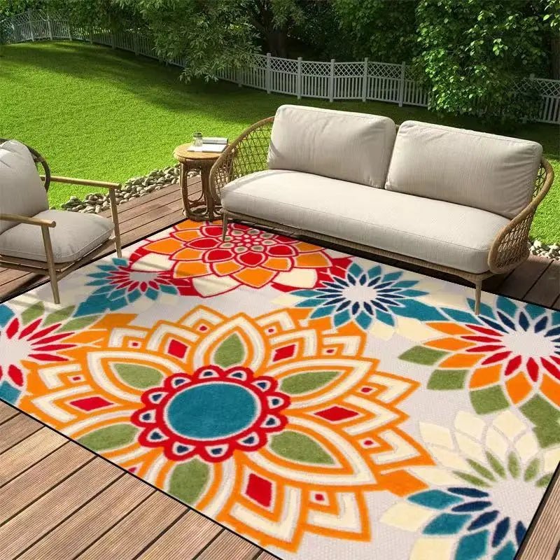 PETALVIBE – Eleganter floraler Outdoor-Teppich, rutschfester Mehrzweckteppich für Haus und Garten 5