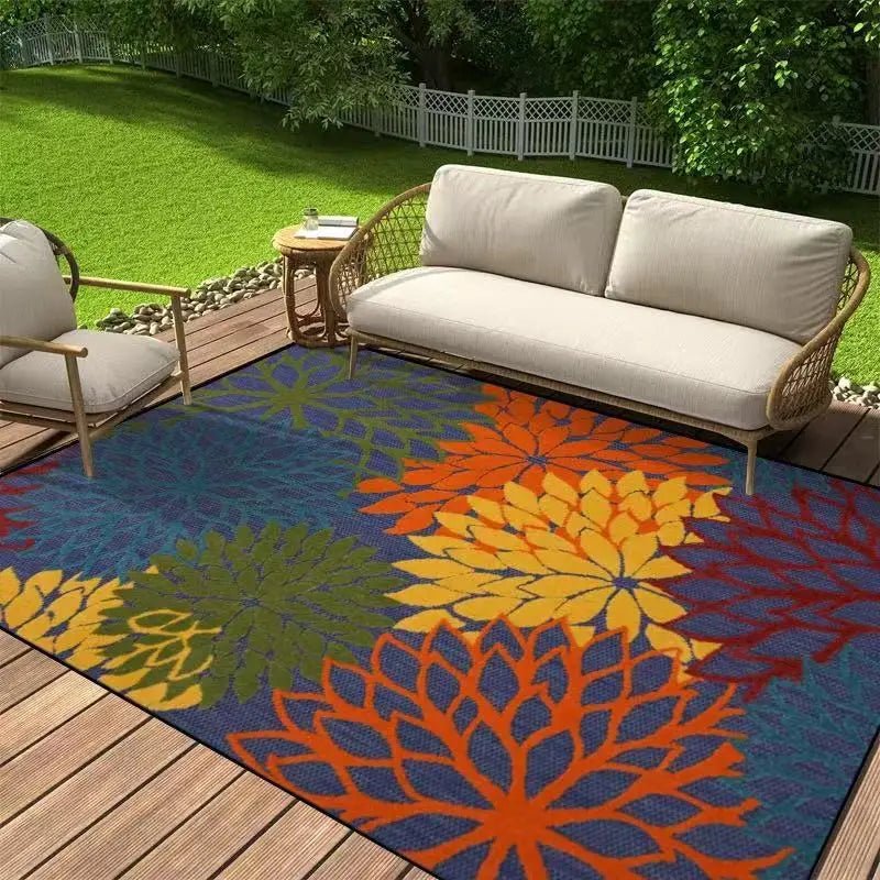 PETALVIBE – Eleganter floraler Outdoor-Teppich, rutschfester Mehrzweckteppich für Haus und Garten 7