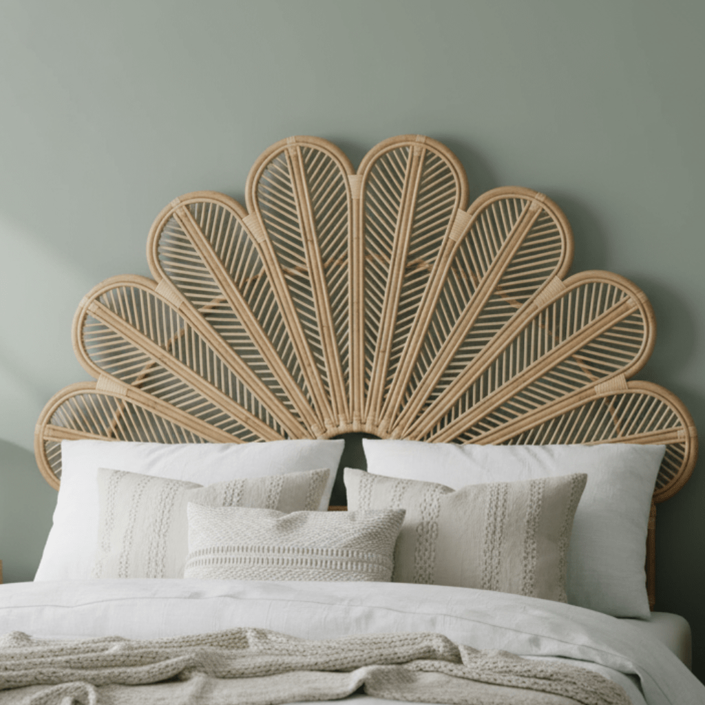 PETALWEAVE – Korbgeflecht-Kopfteil (Queen-Size) mit kunstvollem Blumendekor 0