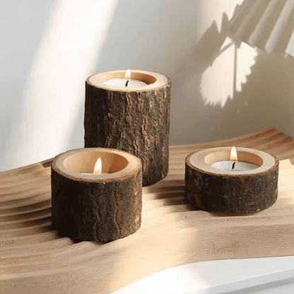 RUSTIC HOLDERS – Natural set of 3 for a warm living atmosphere