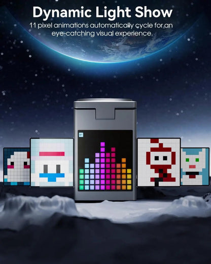 PIXCHARGE – 3-in-1-Kabelloses Ladegerät mit Bluetooth-Lautsprecher und LED-Uhranzeige 5