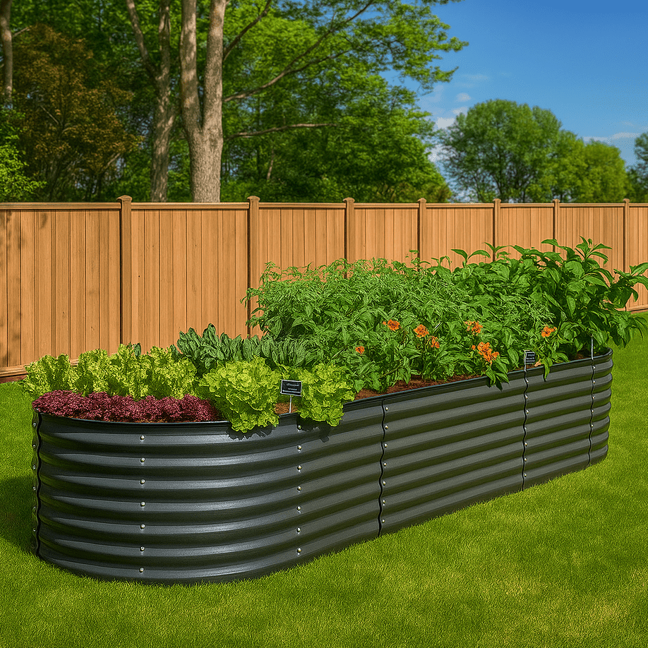 PLANTFORGE – Robustes, ovales Hochbeet aus verzinktem Stahl 0