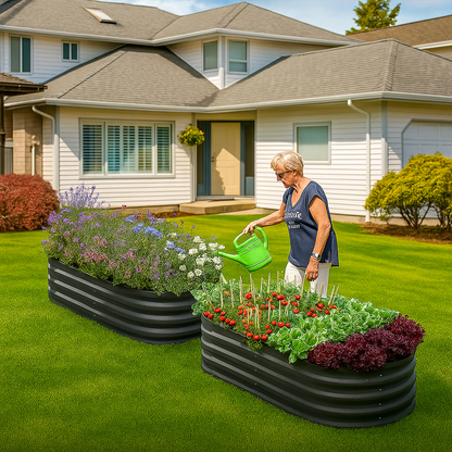 PLANTFORGE – Robustes, ovales Hochbeet aus verzinktem Stahl 6