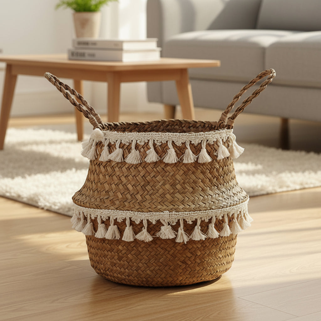 PLANTIQUE – Handgefertigter, faltbarer Pflanzkorb aus Bambusweide zur Aufbewahrung 0