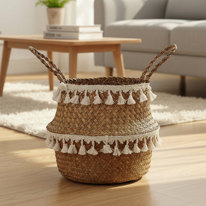 PLANTIQUE – Handgefertigter, faltbarer Pflanzkorb aus Bambusweide zur Aufbewahrung 0