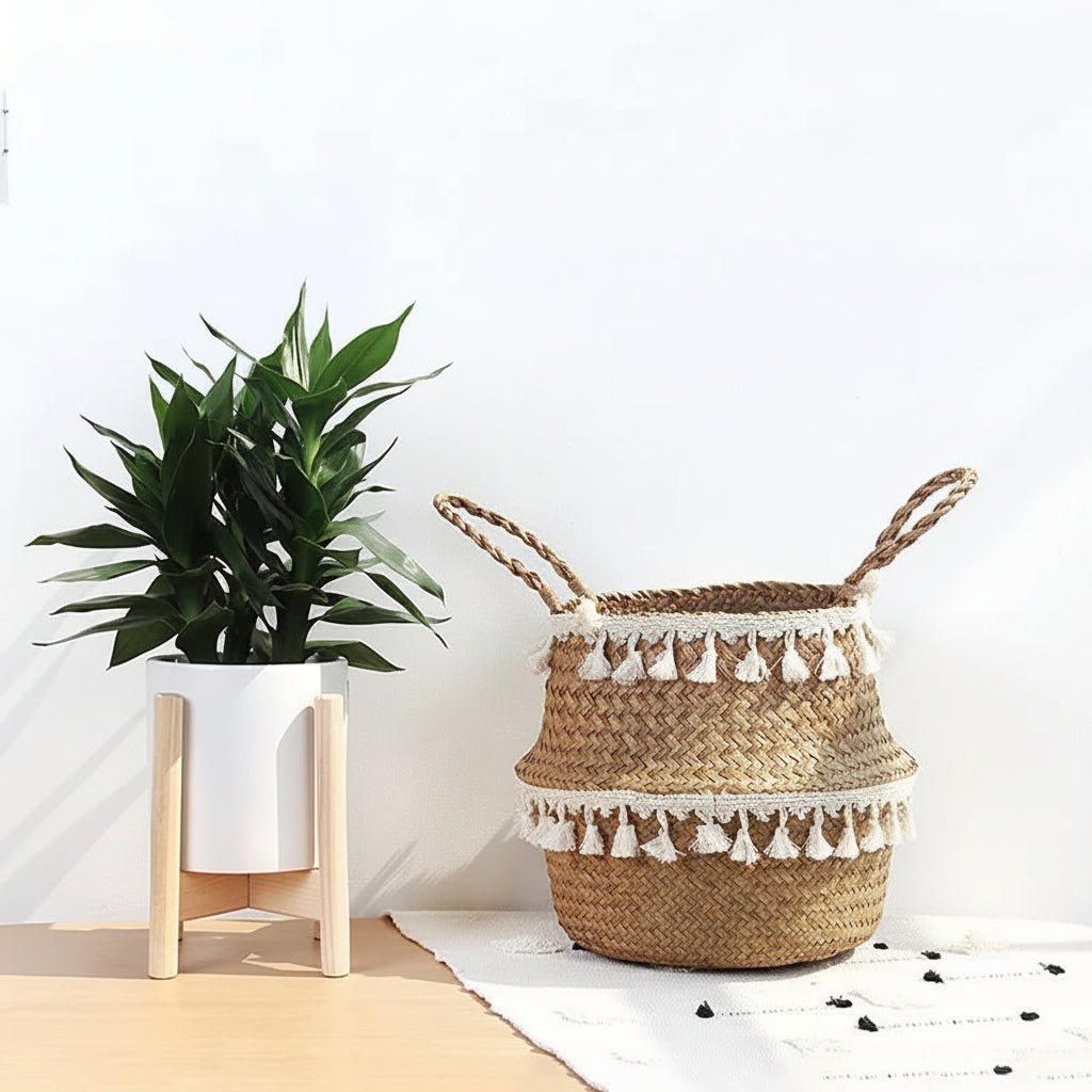 PLANTIQUE – Handgefertigter, faltbarer Pflanzkorb aus Bambusweide zur Aufbewahrung 1
