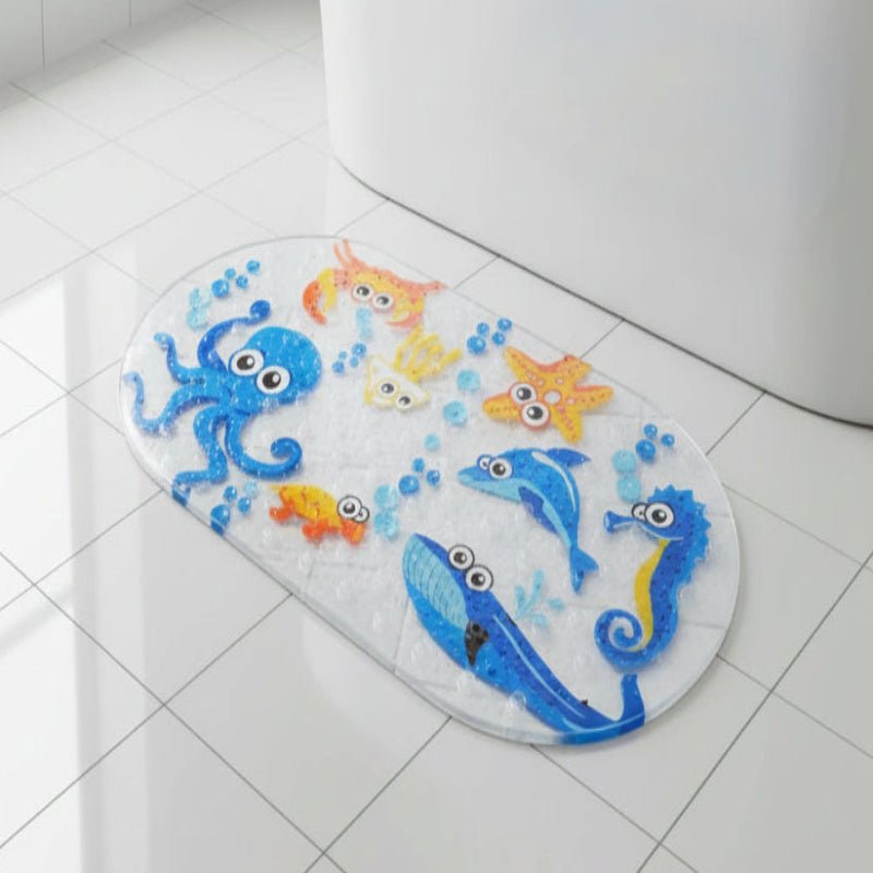 PLAYMATIX – Bunte, rutschfeste PVC-Badematte mit Cartoon-Motiven für mehr Sicherheit bei Kindern 0