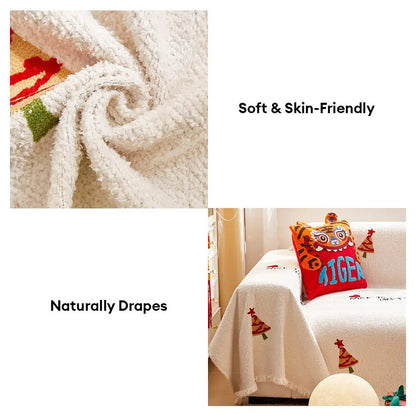 PLUSHGROVE – Weihnachts-Plüsch-Sofadecke mit festlichem Baumdesign und ultraweichem Komfort 6