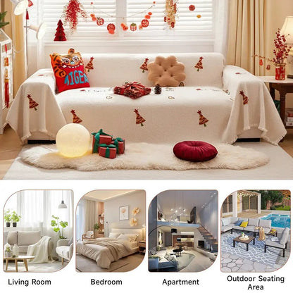 PLUSHGROVE – Weihnachts-Plüsch-Sofadecke mit festlichem Baumdesign und ultraweichem Komfort 8