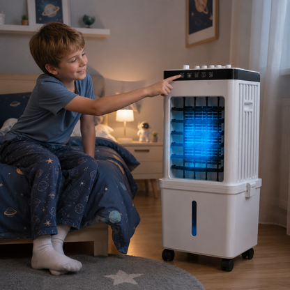 POLARFLOW – Dispositivo di raffreddamento portatile con accumulatori di freddo per aria rinfrescante