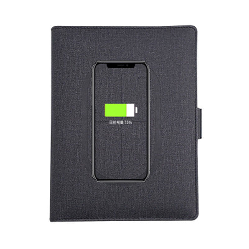 POWERFOLIO – A5-Notizbuch aus Leder mit integriertem kabellosen Ladegerät 0