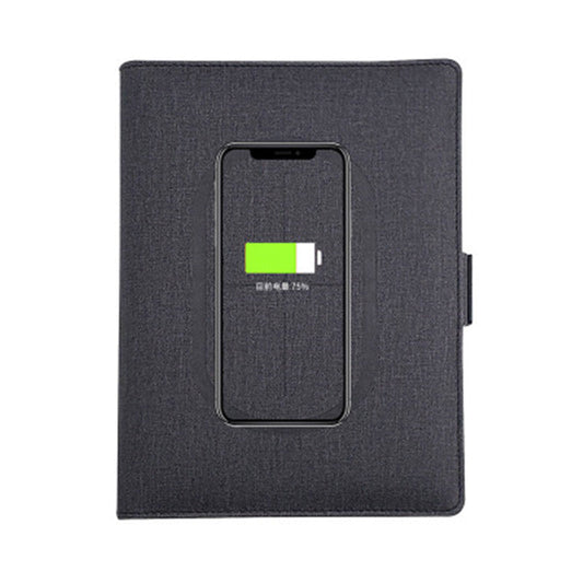 POWERFOLIO – A5-Notizbuch aus Leder mit integriertem kabellosen Ladegerät 0