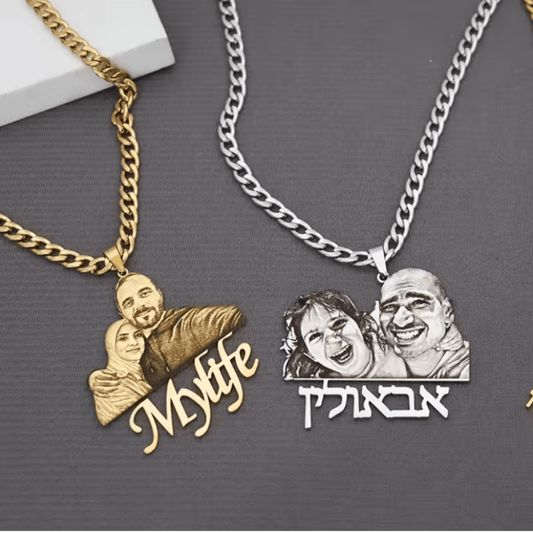 PHOTERA – Collier en acier inoxydable avec pendentif photo personnalisable