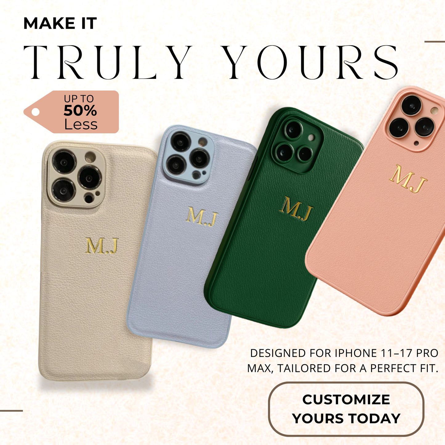 CASEVION – Personalized Leather Case for iPhone 11–17 Pro Max