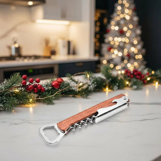 CASKWOOD – Personalisierter 3-in-1 Flaschenöffner aus Holz & Edelstahl für Wein & Bier