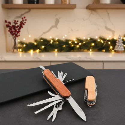 BARRELON – Personalisierter Holz-Kellnerkorkenzieher mit Gravur, Rosenholzgriff & integriertem Messer