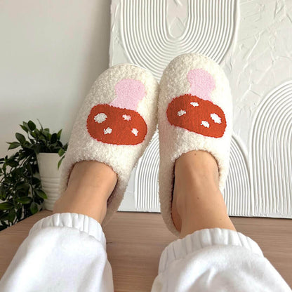 COZYHEART SLIPPERS - Plush slippers with heart design for women