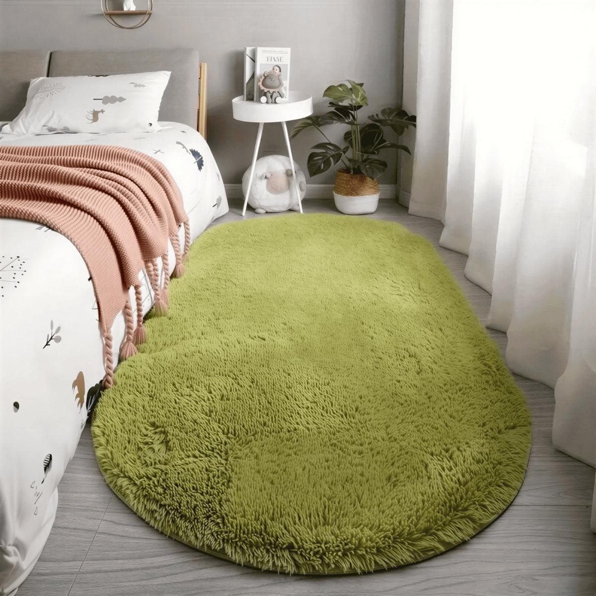 SOFVEL – Tapis ovale à poils longs et moelleux avec envers antidérapant