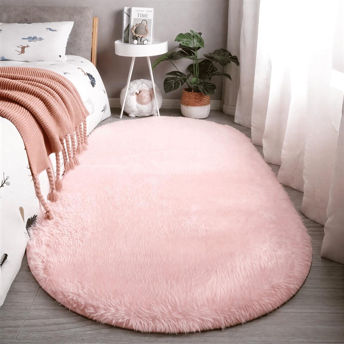 SOFVEL – Tapis ovale à poils longs et moelleux avec envers antidérapant