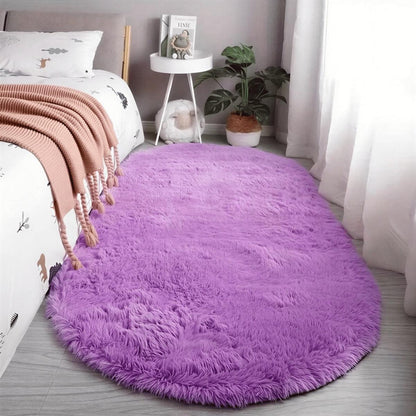 SOFVEL – Tapis ovale à poils longs et moelleux avec envers antidérapant