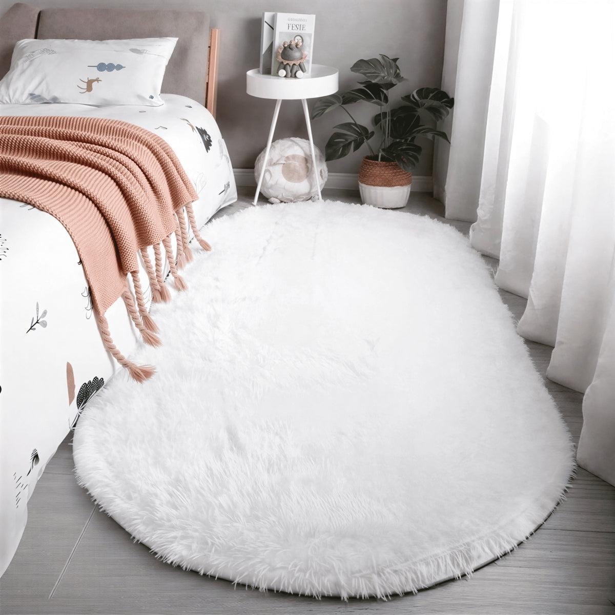 SOFVEL – Tapis ovale à poils longs et moelleux avec envers antidérapant