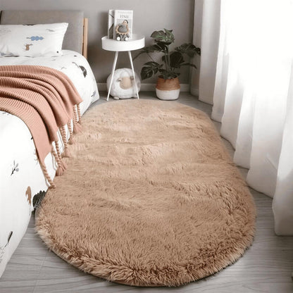 SOFVEL – Tapis ovale à poils longs et moelleux avec envers antidérapant