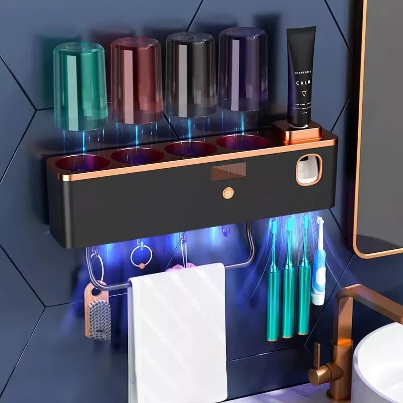 Praktischer Badezimmer Organizer mit Wandmontage & Automatischem Zahnpastaspender 0