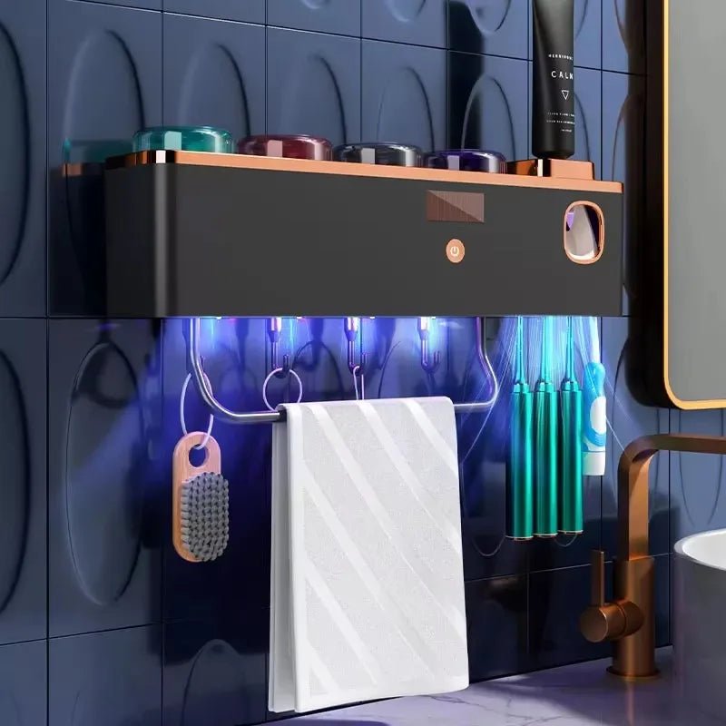 Praktischer Badezimmer Organizer mit Wandmontage & Automatischem Zahnpastaspender 1