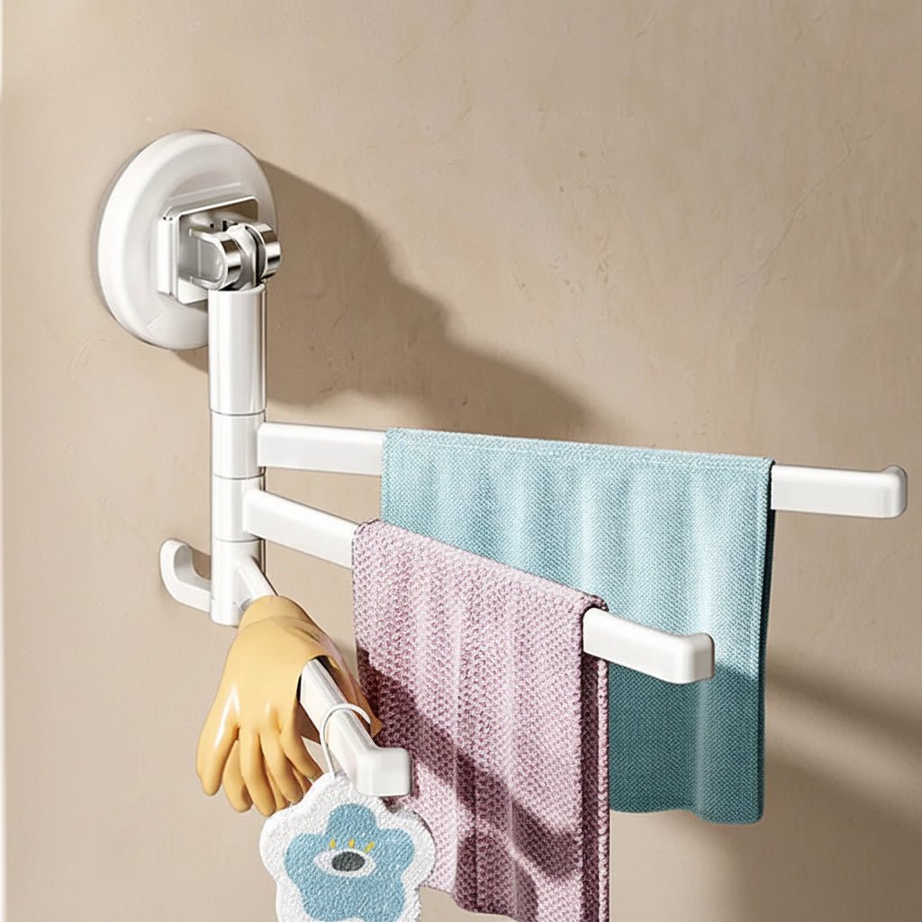 SWIVELDRY Handtuchhalter mit 180° Drehfunktion und Saugnapf-Montage für schnelles Trocknen und platzsparende Organisation in Küche und Bad. – Cozey Maison