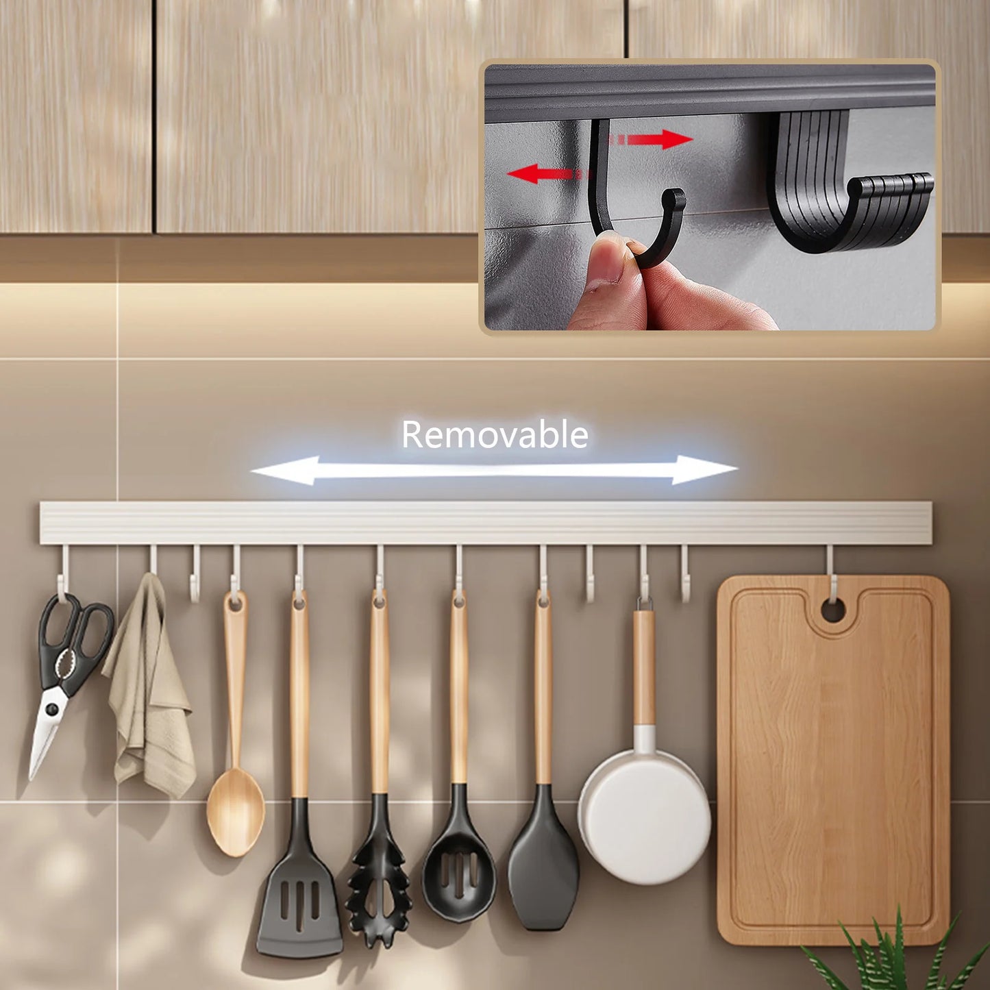 Praktischer Wand-Hakenhalter für Küchenutensilien - Ohne Bohren, Platzsparend, Robuste Konstruktion 1