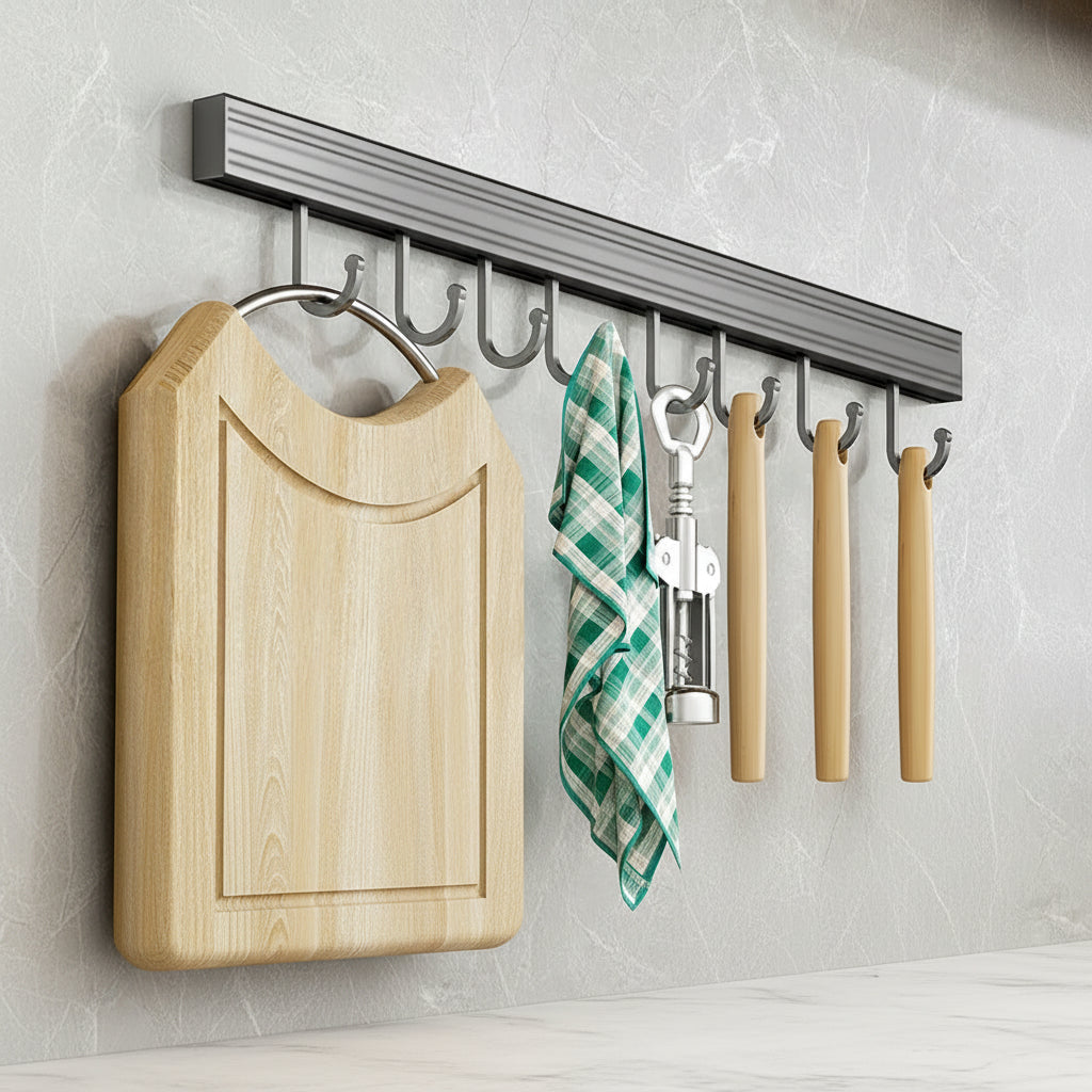 Praktischer Wand-Hakenhalter für Küchenutensilien - Ohne Bohren, Platzsparend, Robuste Konstruktion 6