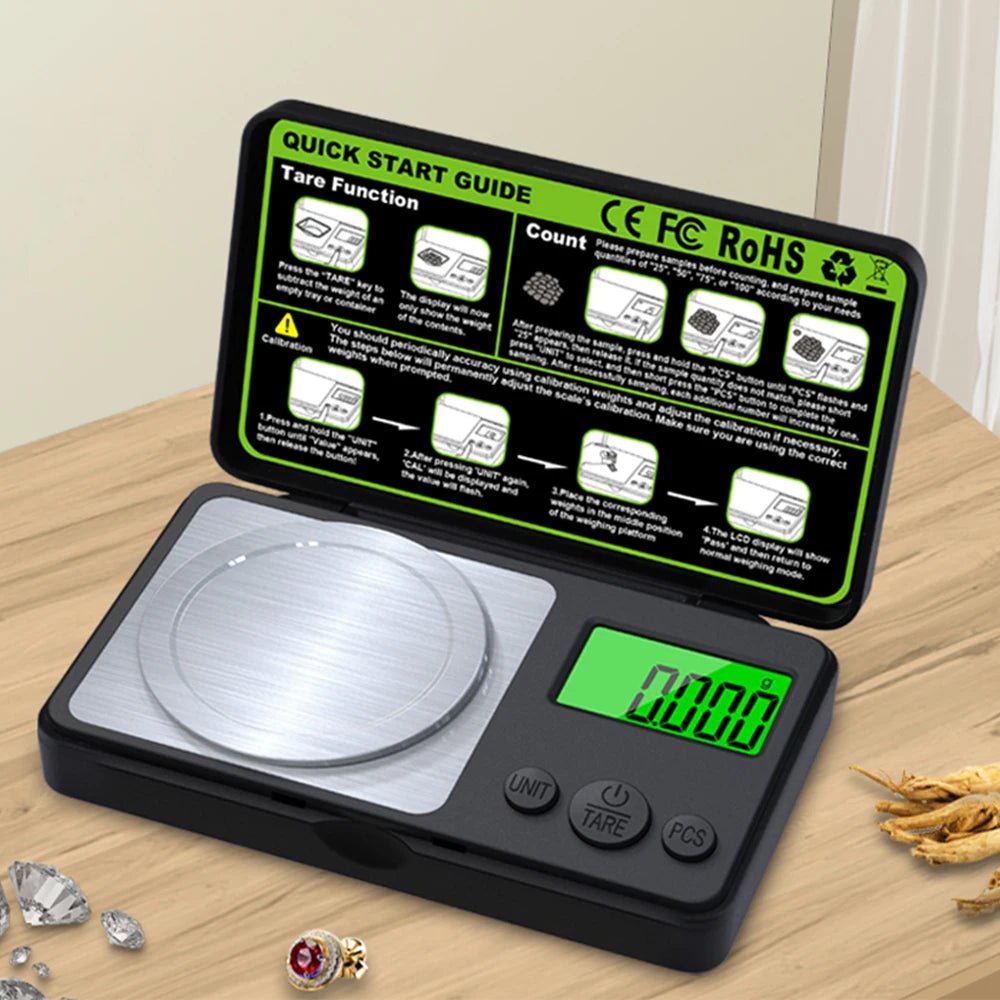 Präzise Digitale Küchenwaage - Mini Digitalwaage 100g mit Edelstahloberfläche für Exakte Messungen 0