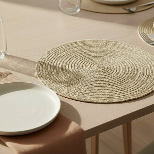 RAMIEBRAID – 4 runde, gewebte Tischsets, rutschfest 0